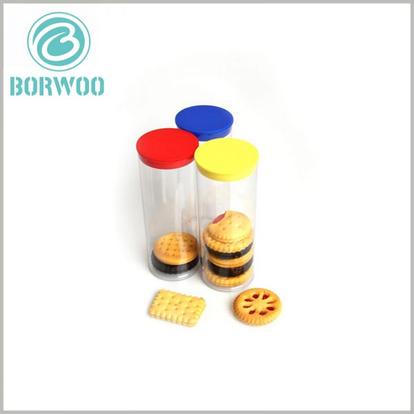 clear food grade plastic tube packaging for cookies. The custom-made plastic tube packaging has high airtightness, which can protect the biscuits inside the packaging.