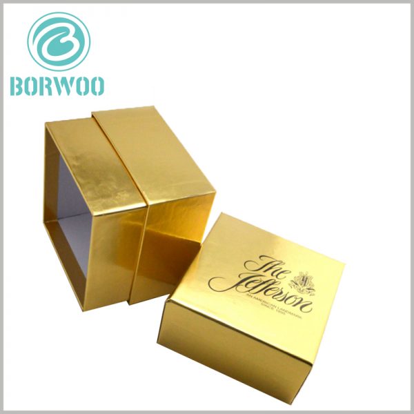 custom gold cardboard candle boxes. Brand information is printed on the top cover of luxury candle packaging boxes, and the top cover of the packaging is the easiest place to get customers' attention.