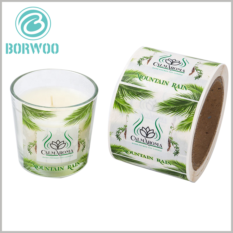 custom printalbe plastic label for candles.The printed plastic candle label has translucent characteristics, which has a good display effect on the aesthetics of clear candle jars.