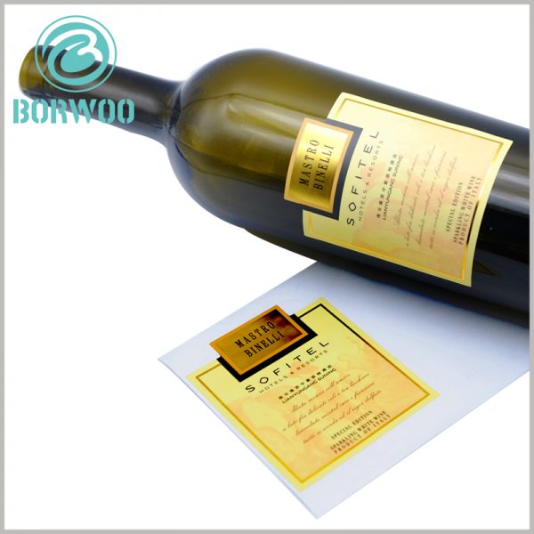 custom printed label for wine bottles.The customized label is pasted on the specific position of the red wine bottle, which can increase the display content of the red wine.