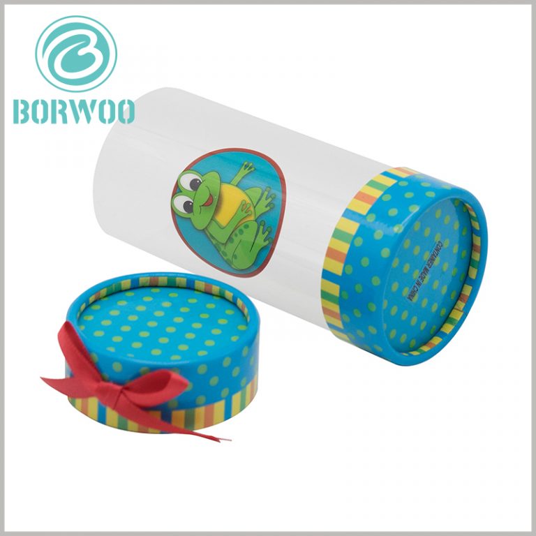 Printed plastic tube gift boxes with bows Packaging manufacturer