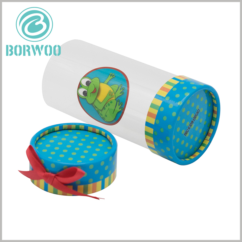custom printed plastic tube gift boxes with bows. The printed content of custom packaging needs to be combined with the characteristics of the product to act as a product salesperson.