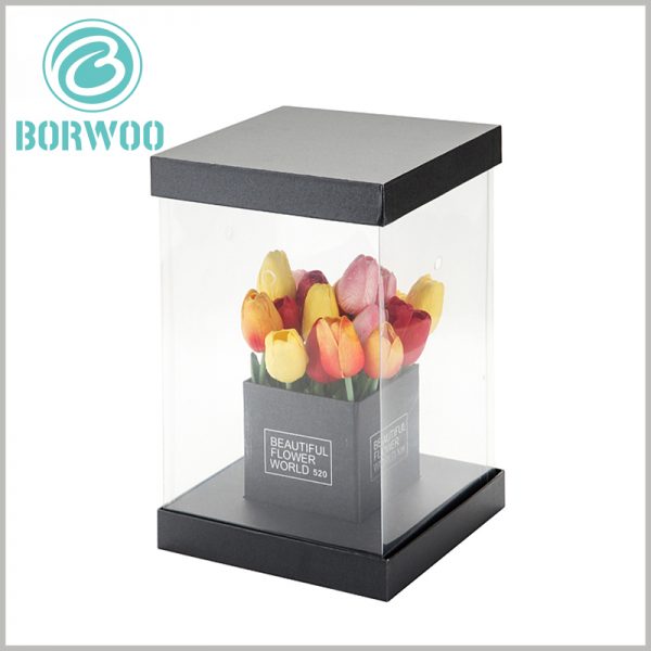 custom square dispaly boxes for flower packaging. Custom flower packaging can determine the structure and size of the packaging according to the size and characteristics of the product, as well as the specific printed content.