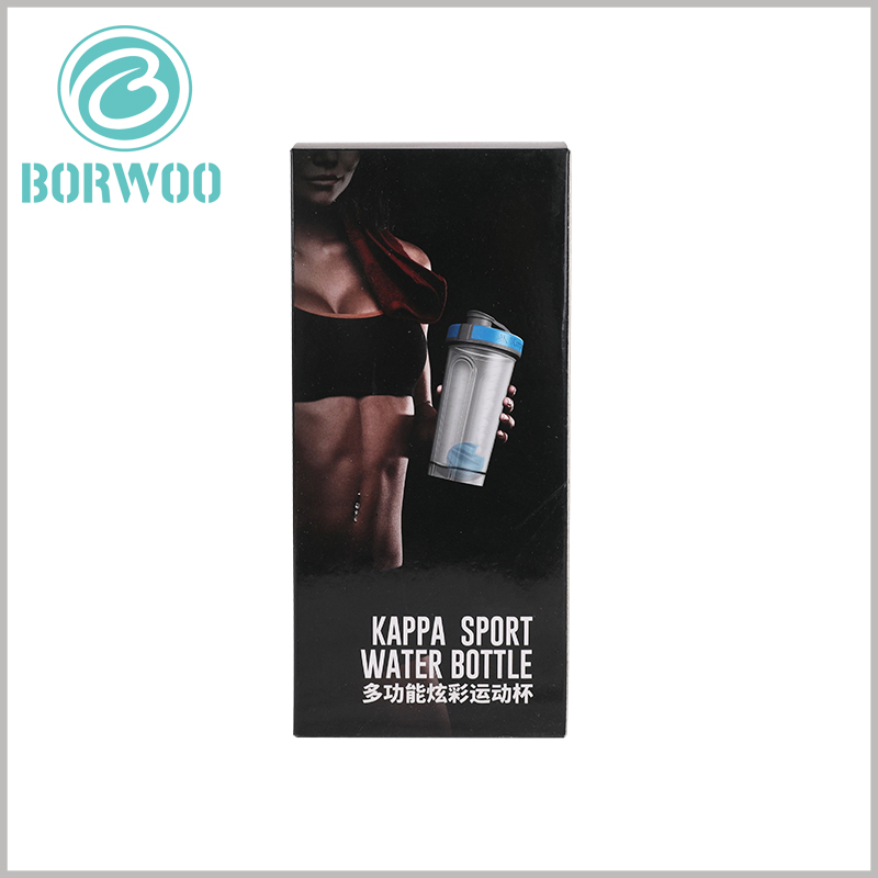 foldable sport water bottle packaging box. The front of the customized packaging is printed with a product promotion slogan, which is used to call people to buy the product.