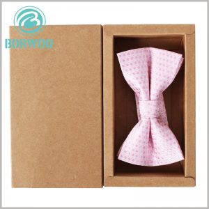 kraft paper packaging for bow tie boxes. The compact packaging structure avoids waste of packaging materials and reduces packaging manufacturing costs.