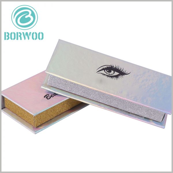 luxury silver glitter eyelash box packaging wholesale.With the help of the "eyes" of 3D design and printing, the attractiveness of cosmetic packaging is improved, which is more conducive to product sales.