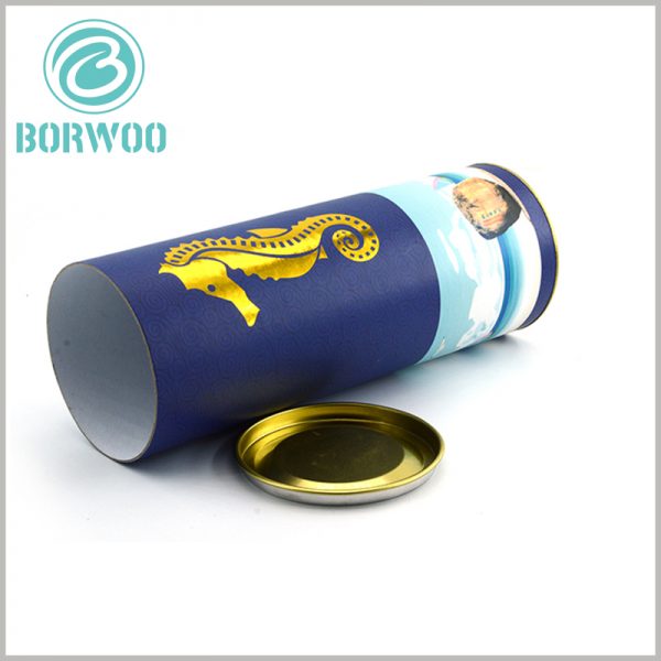 paper food grade tube packaging with Metal cover. The metal lid of the paper tube packaging can be selected from the existing specifications or can be customized.