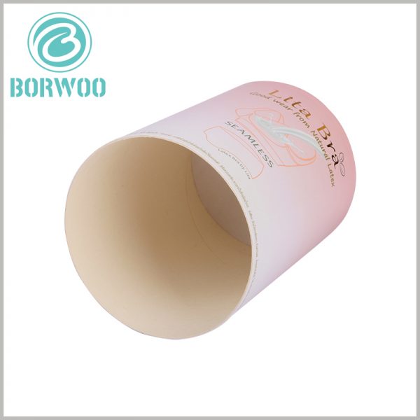 printable paper tube for bra packaging. The underwear packaging is made of white cardboard, and the cut part of the paper tube is also pure white
