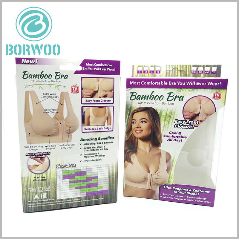 printable underwear packaging for bra. Custom packaging design needs to pay attention to the need to combine product characteristics and brand value to promote successful product marketing.