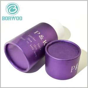 purple round boxes for leather pants packaging.The appearance of the bright and shiny purple tube packaging is attractive to many women and helps to increase the exposure of packaging and products.