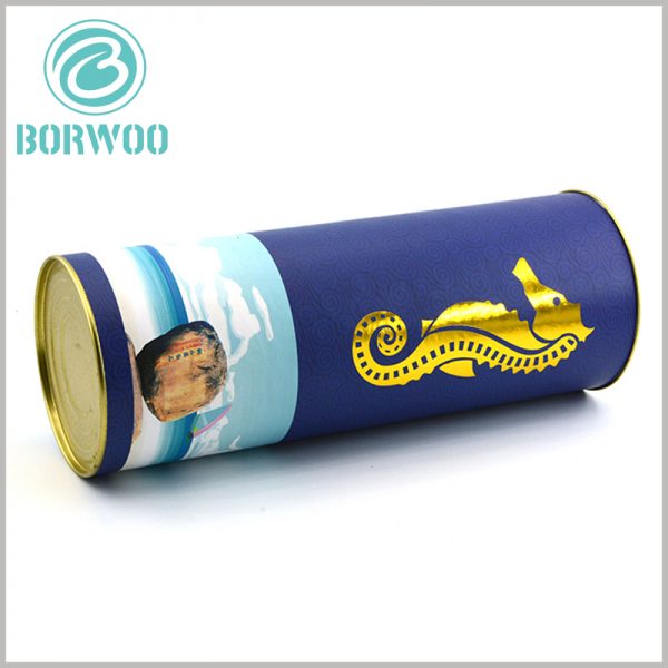 small food tube packaging with Metal cover. The food-grade cardboard tube packaging design combines the characteristics of health care products, and customers can easily understand the product through the packaging.