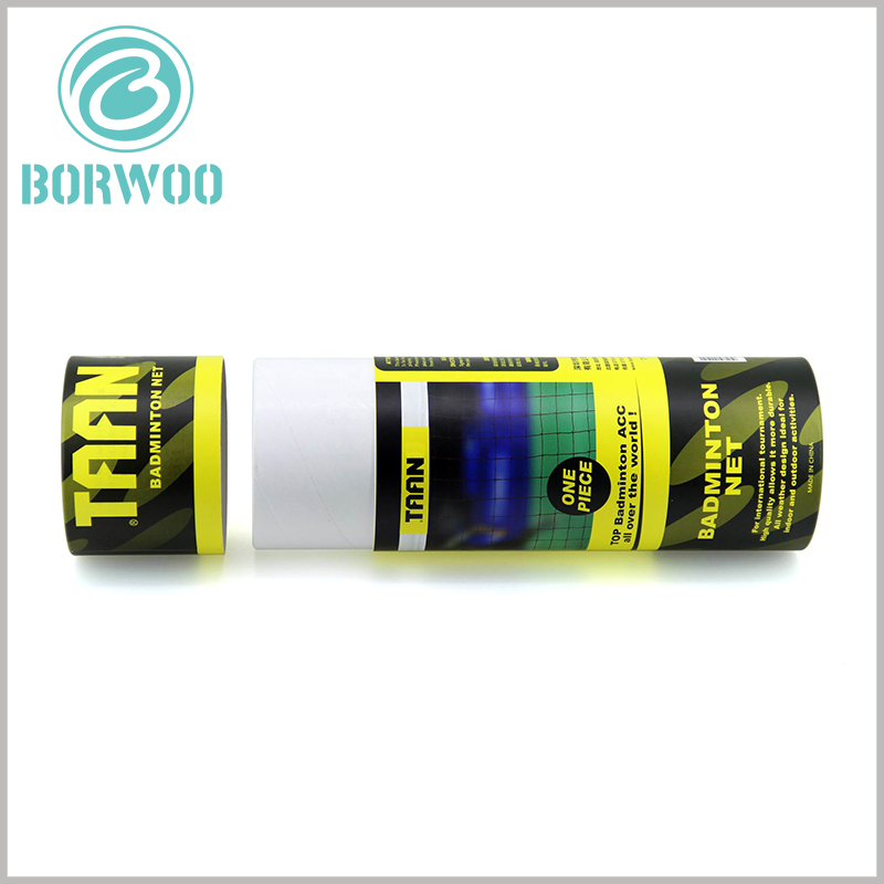 Custom paper tube packaging for badminton net. The unique sports packaging design integrates brand building needs and creates conditions for successful brand marketing