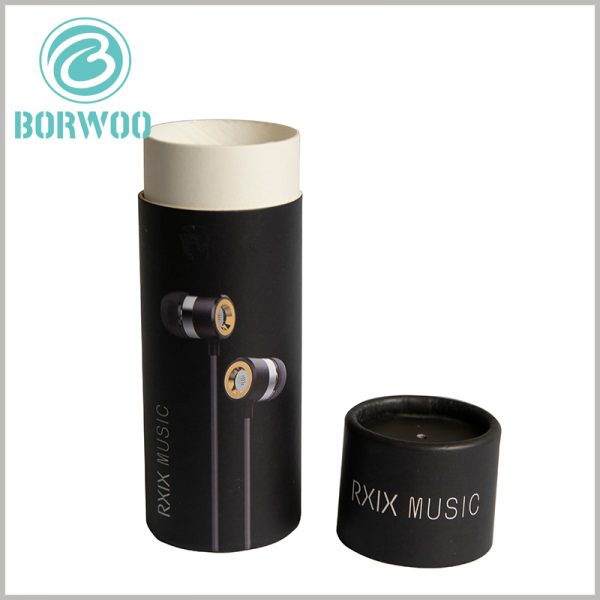 small paper tube packaging for earbuds headset. Small diameter cardboard tube packaging, creative design increases the attractiveness of the product and the possibility of successful sales.