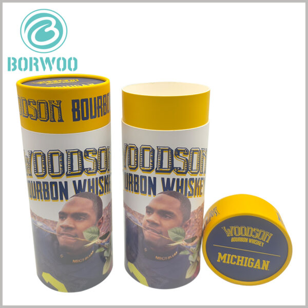 Whiskey bottle packaging tube with UV, UV printing can make a part of the design look shiny and very attractive