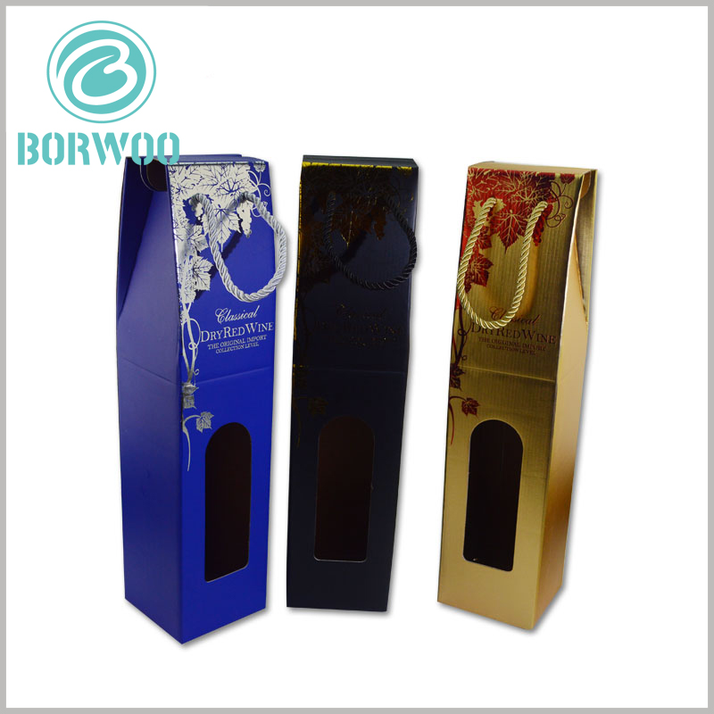 Wine corrugated box packaging with hand rope and with printed, differentiated design reflects the difference between products and brands