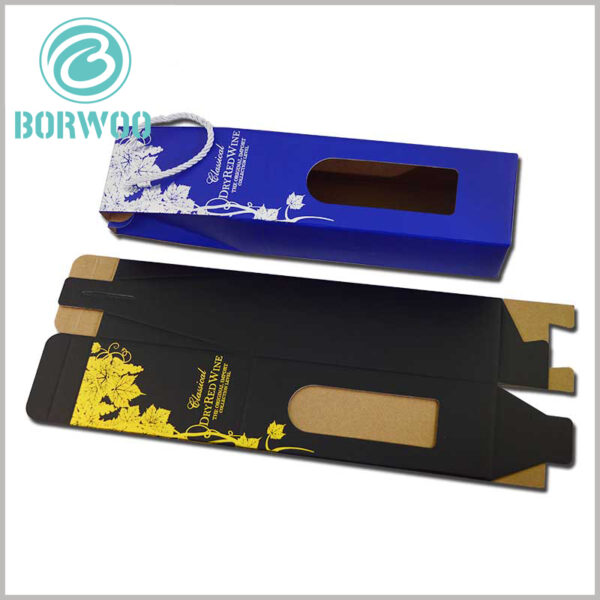 Wine corrugated box packaging with hand rope wholesale, corrugated packaging box can be folded when not in use to save space