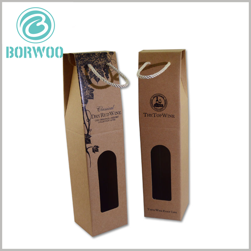 Wine corrugated box packaging with window, kraft paper corrugated packaging box can be equipped with a hand rope, which is convenient for customers to carry