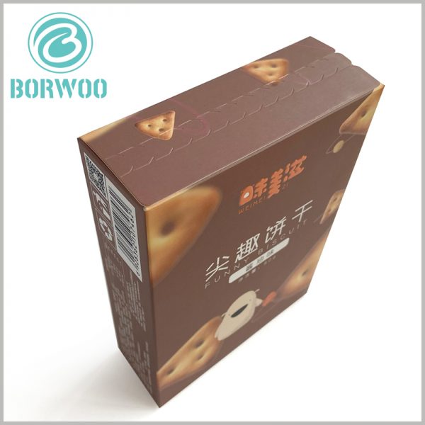 zipper open cardboard package for cookies. There is a zipper open on the top of the paper box, you can easily open the package and enjoy delicious cookies.